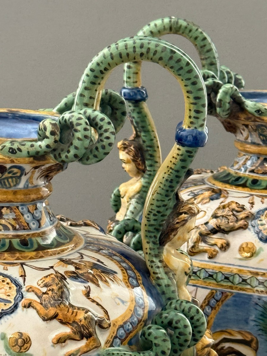 Coppia di vasi in maiolica - Napoli XIX secolo-photo-3