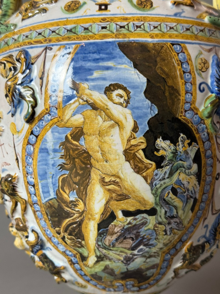 Coppia di vasi in maiolica - Napoli XIX secolo-photo-4