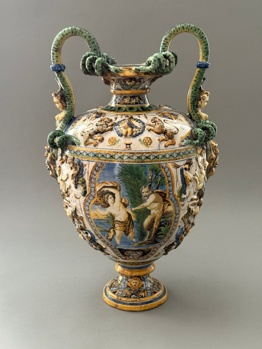 Coppia di vasi in maiolica - Napoli XIX secolo-photo-2