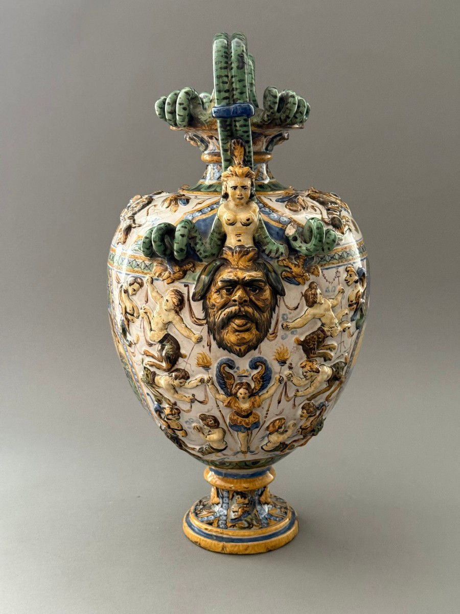 Coppia di vasi in maiolica - Napoli XIX secolo-photo-3