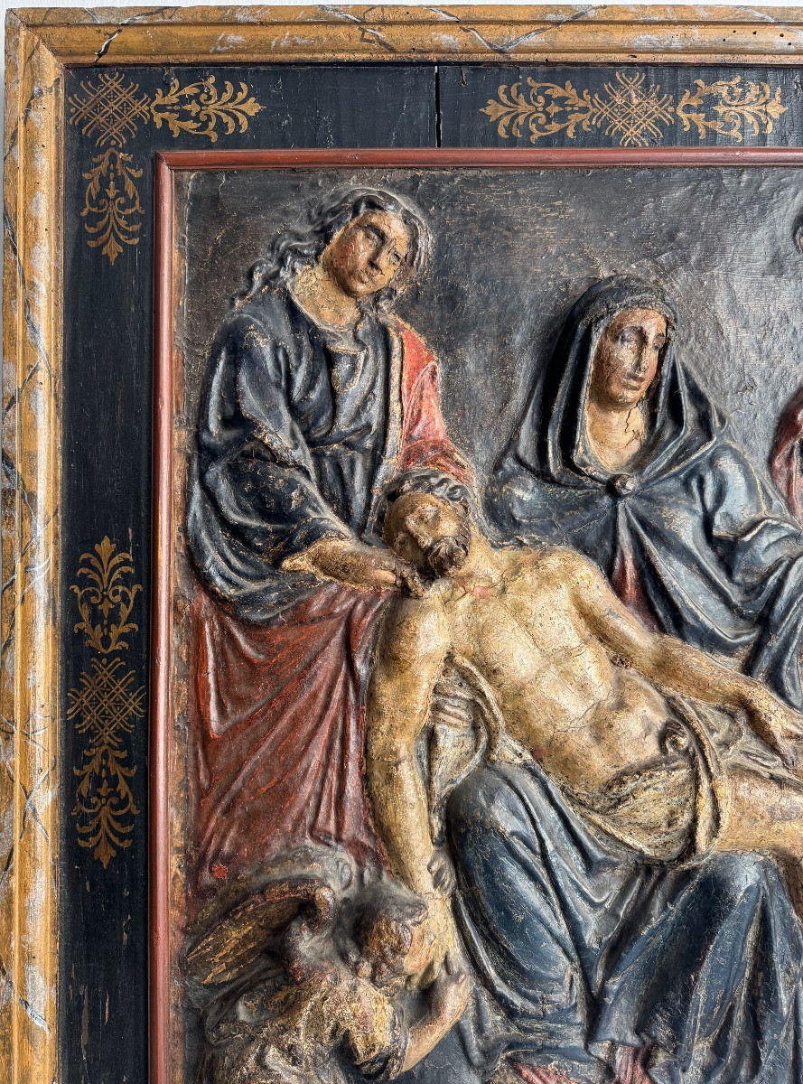 Carta pesta policroma raffigurante la Deposizione di Cristo. XVII secolo-photo-2
