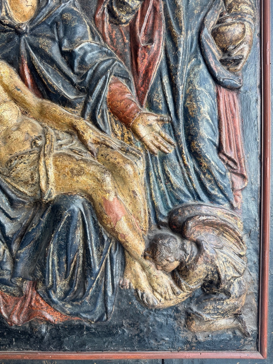 Carta pesta policroma raffigurante la Deposizione di Cristo. XVII secolo-photo-4