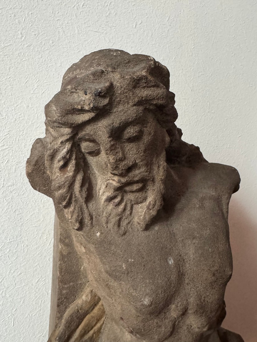 Frammento Cristo in pietra con tracce di policromia - Italia centrale XVII sec. -photo-4