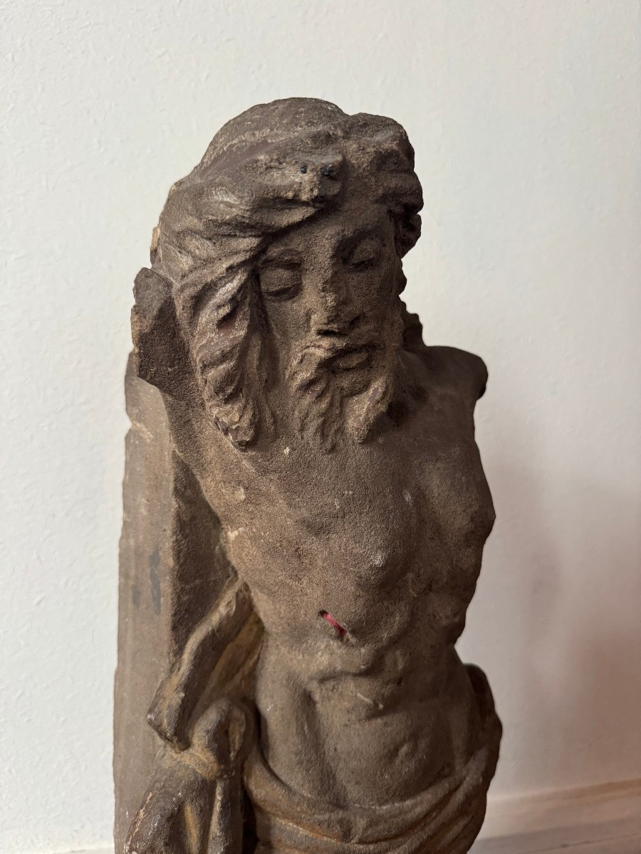 Frammento Cristo in pietra con tracce di policromia - Italia centrale XVII sec. -photo-2