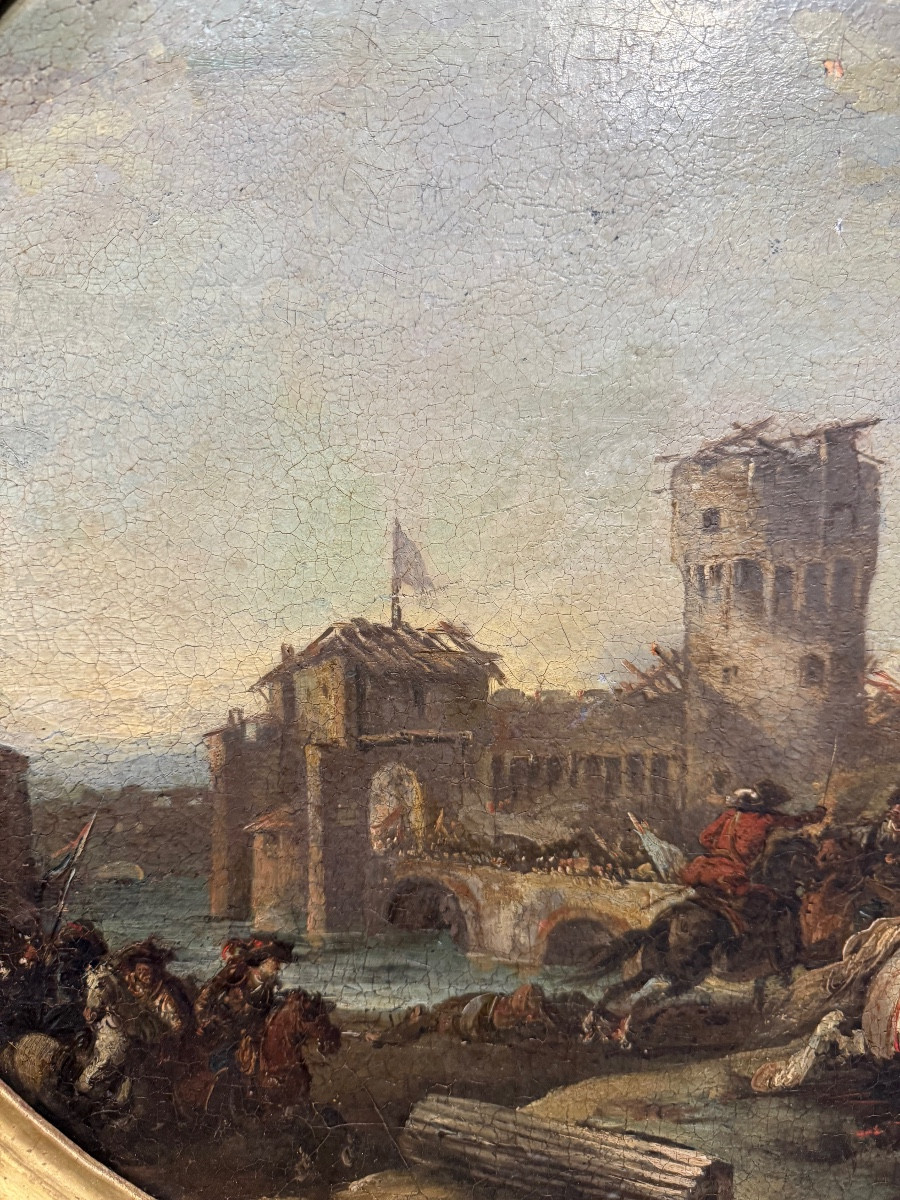 Dipinto raffigurante battaglia.Francesco Simonini (1686 - 1753)-photo-4