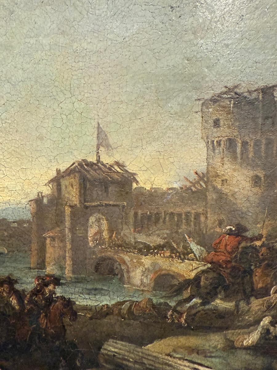 Dipinto raffigurante battaglia.Francesco Simonini (1686 - 1753)-photo-5