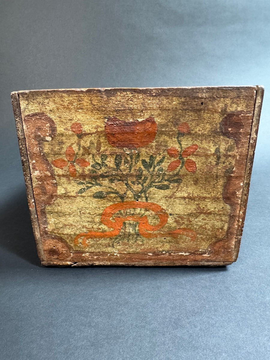 Piccola cassetta in legno dipinta - Puglia XVIII secolo-photo-2