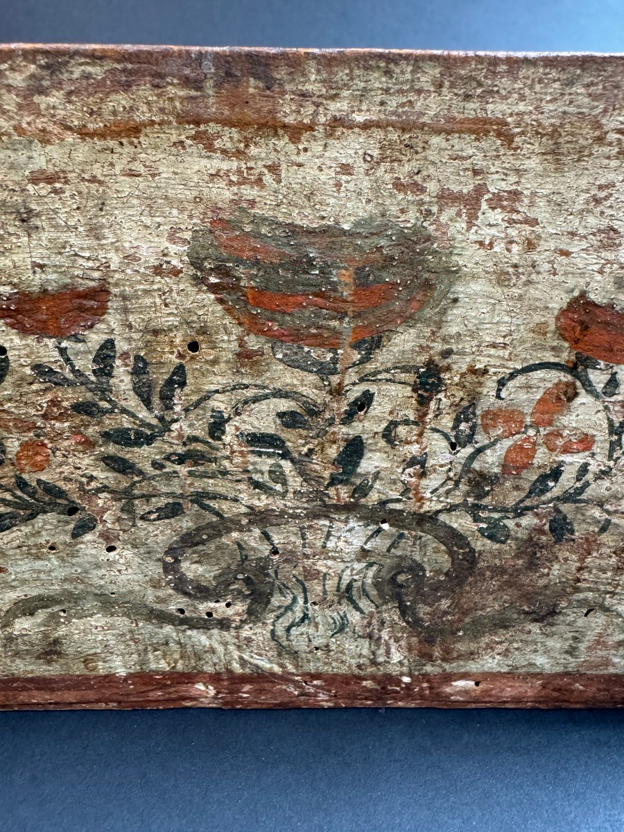 Piccola cassetta in legno dipinta - Puglia XVIII secolo-photo-1