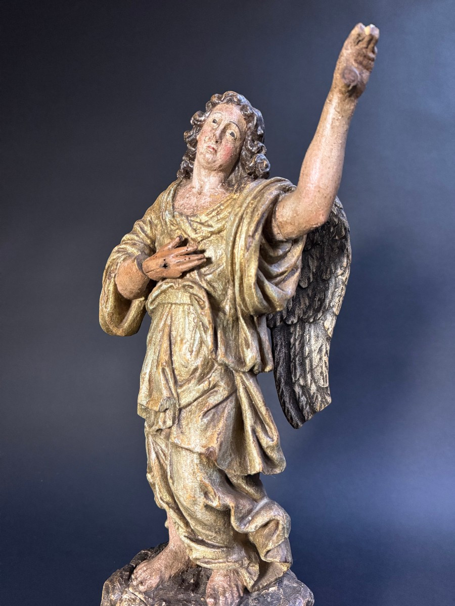 Scultura raffigurante angelo ligneo policromo - Lombardia (Italia) XVII secolo -photo-2