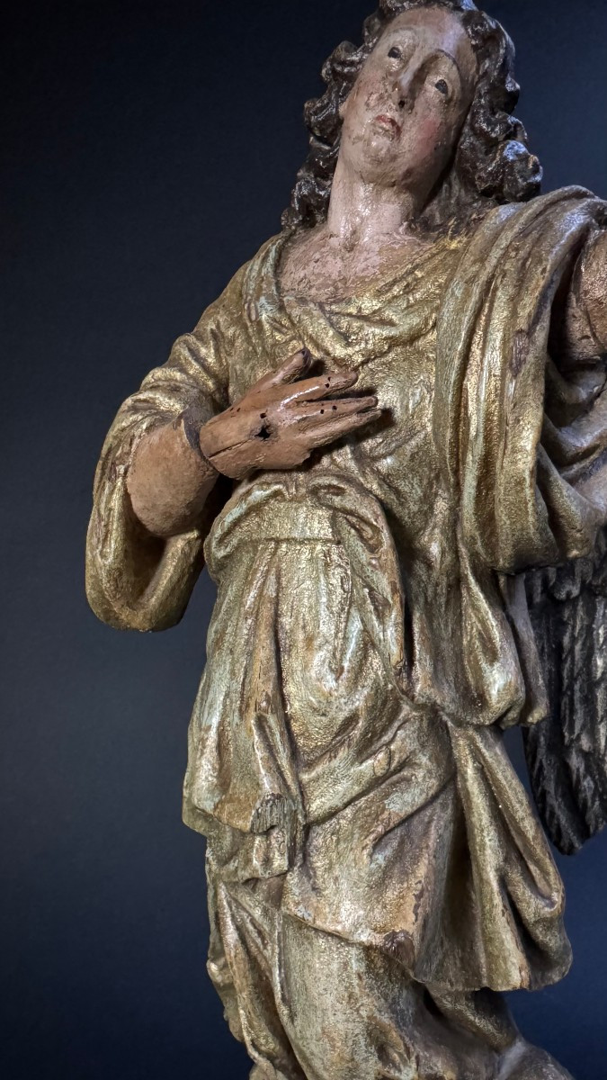 Scultura raffigurante angelo ligneo policromo - Lombardia (Italia) XVII secolo -photo-1