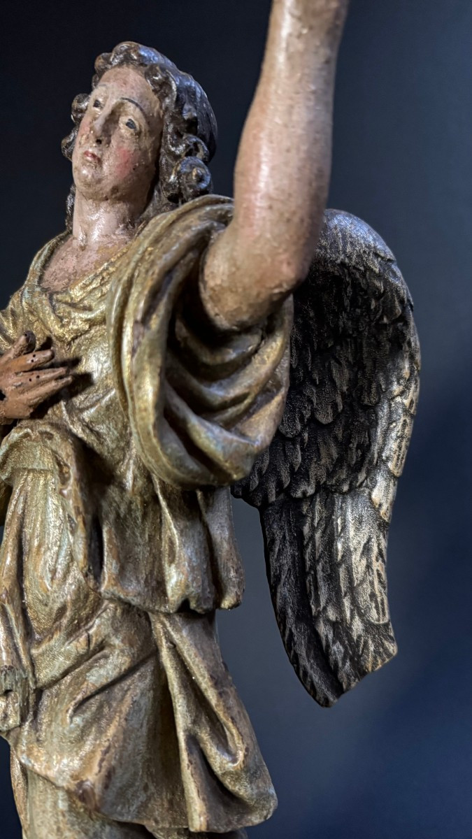 Scultura raffigurante angelo ligneo policromo - Lombardia (Italia) XVII secolo -photo-2