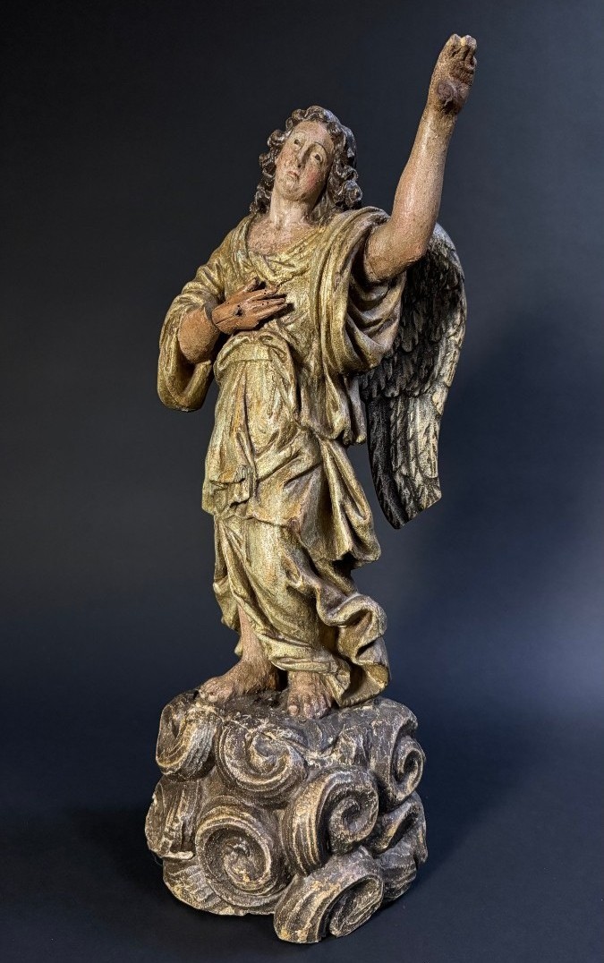 Scultura raffigurante angelo ligneo policromo - Lombardia (Italia) XVII secolo 