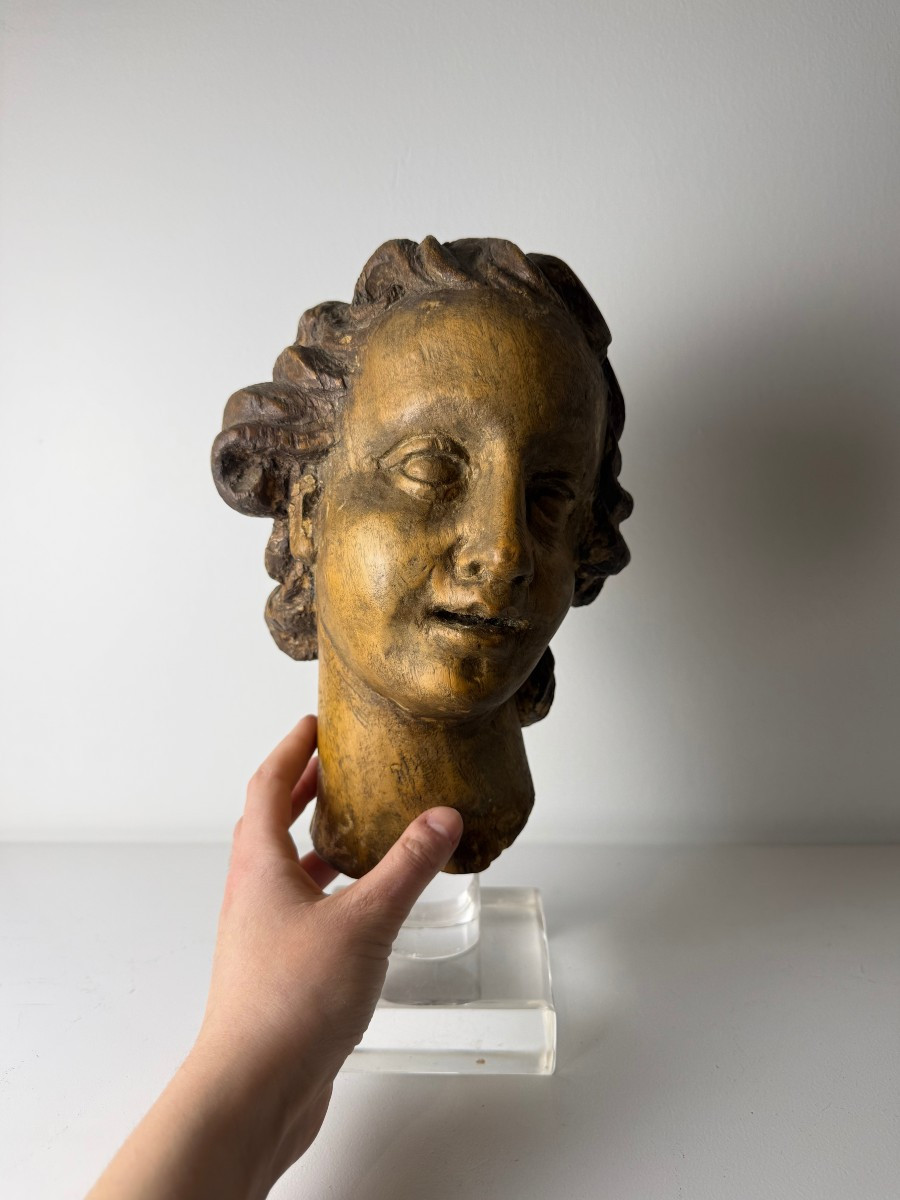 Scultura lignea raffigurante testa di angelo - Genova (Italia) XVII secolo -photo-2