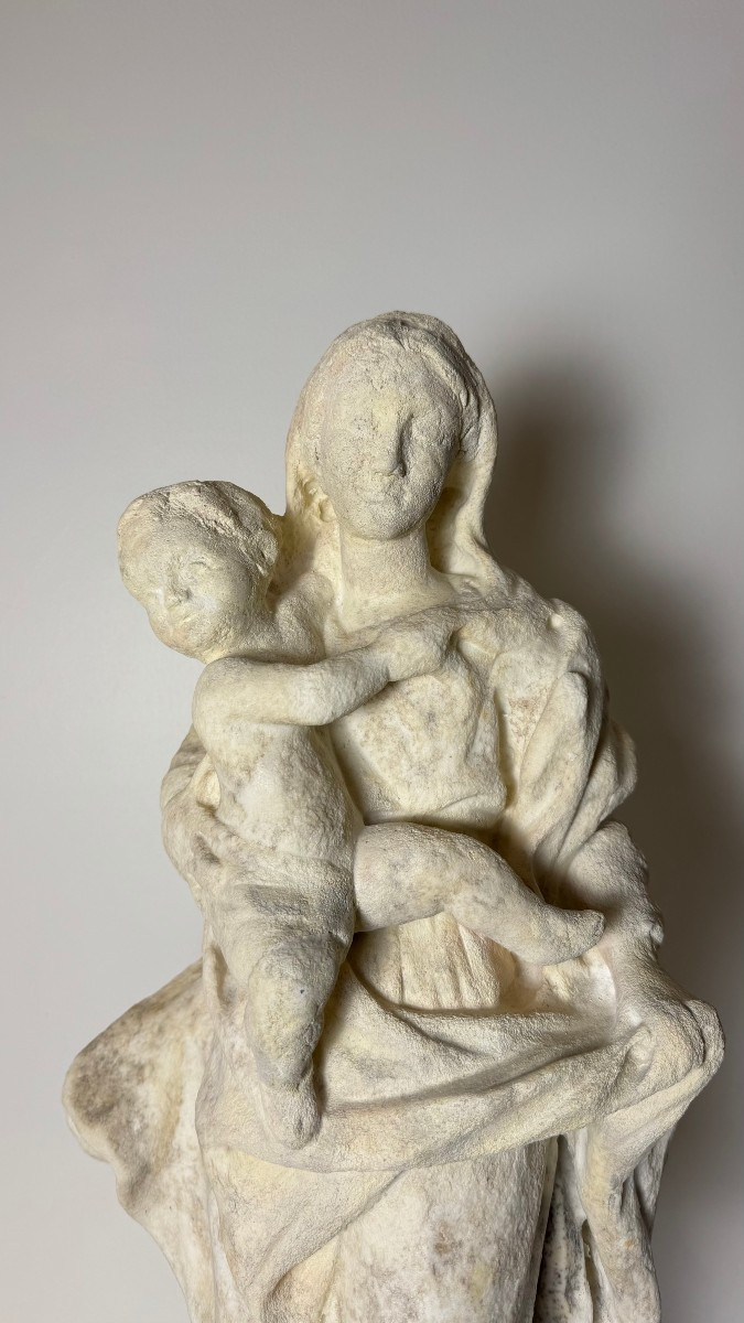  Madonna con Bambino in marmo statuario - XVI secolo-photo-2