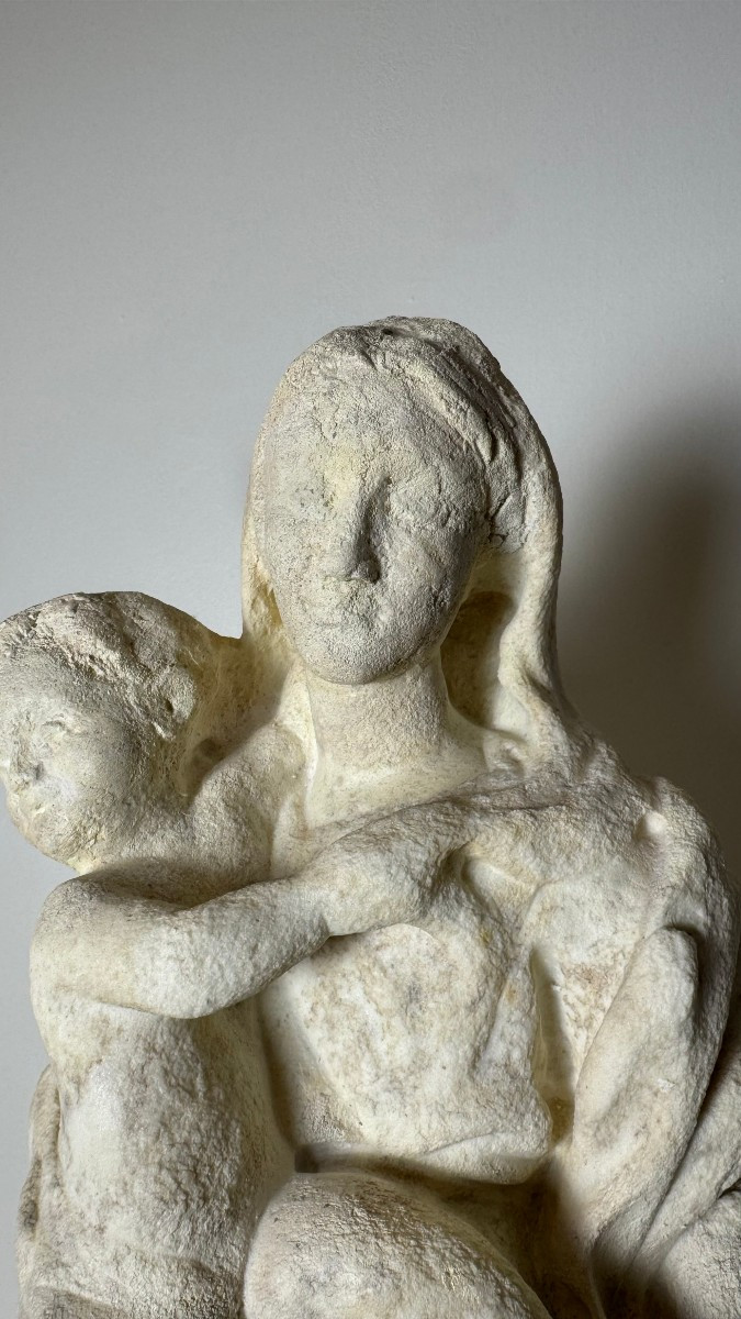 Madonna con Bambino in marmo statuario - XVI secolo-photo-3