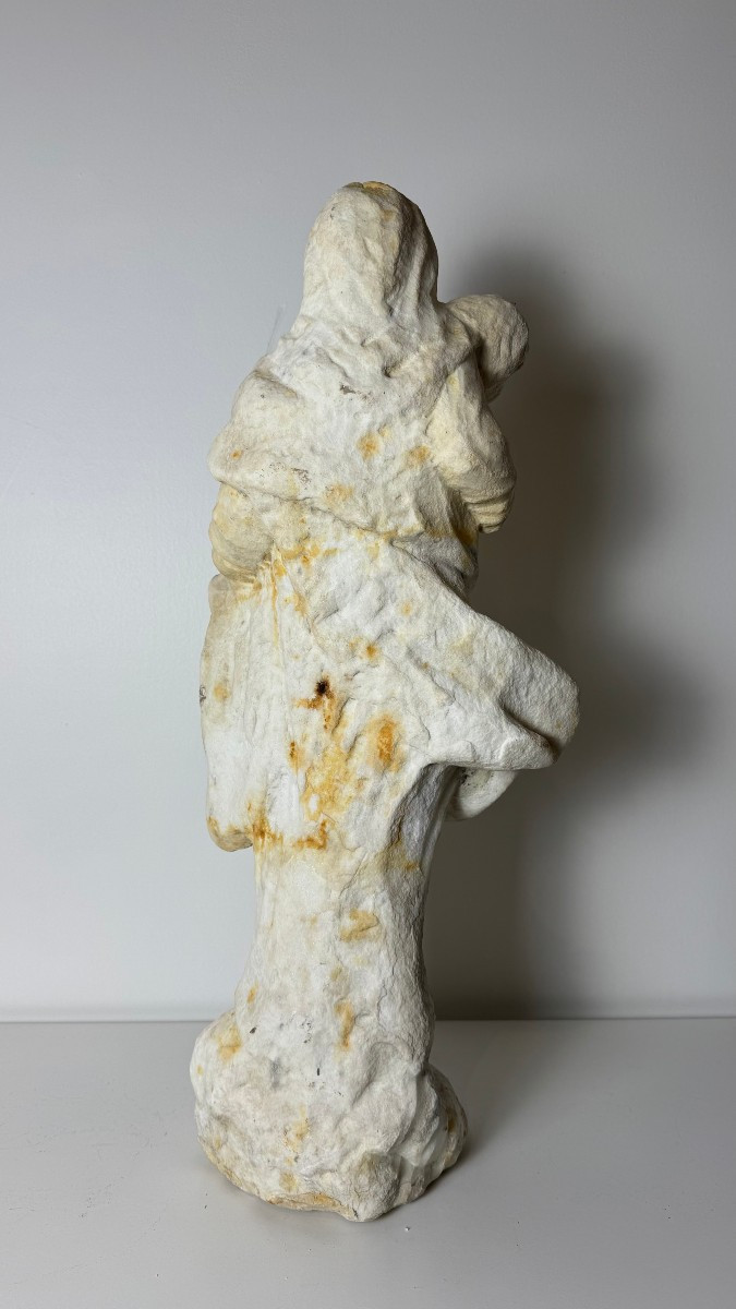  Madonna con Bambino in marmo statuario - XVI secolo-photo-3