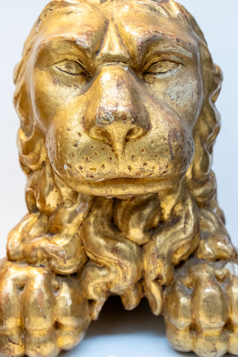 Coppia di leoni in legno dorato - Venezia, XVI secolo-photo-1