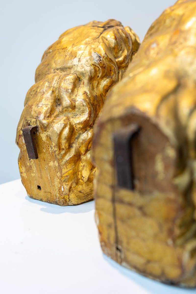 Coppia di leoni in legno dorato - Venezia, XVI secolo-photo-3