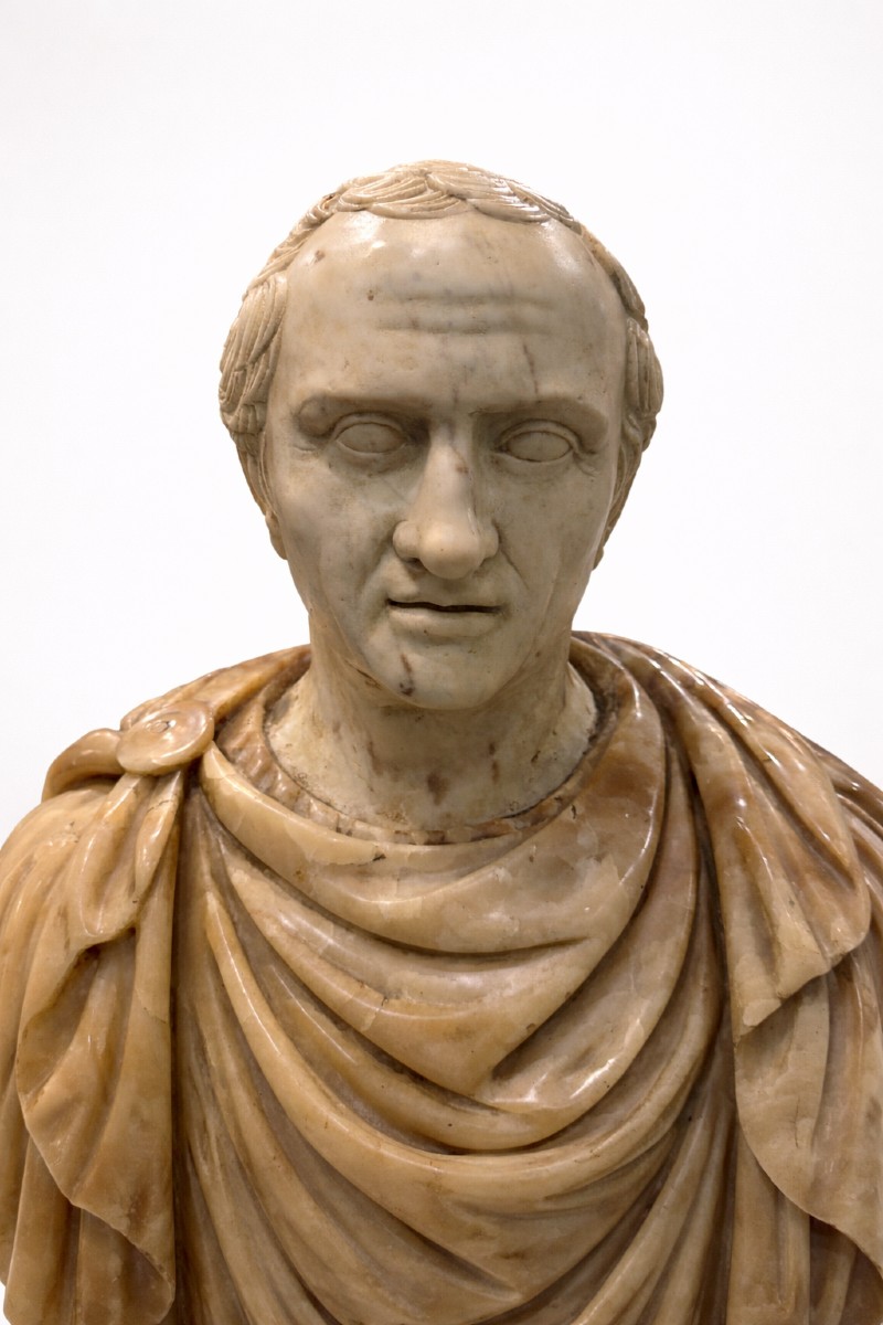 Scultura mezzo busto in marmo di Marco Tullio Cicerone - XVIII secolo-photo-2