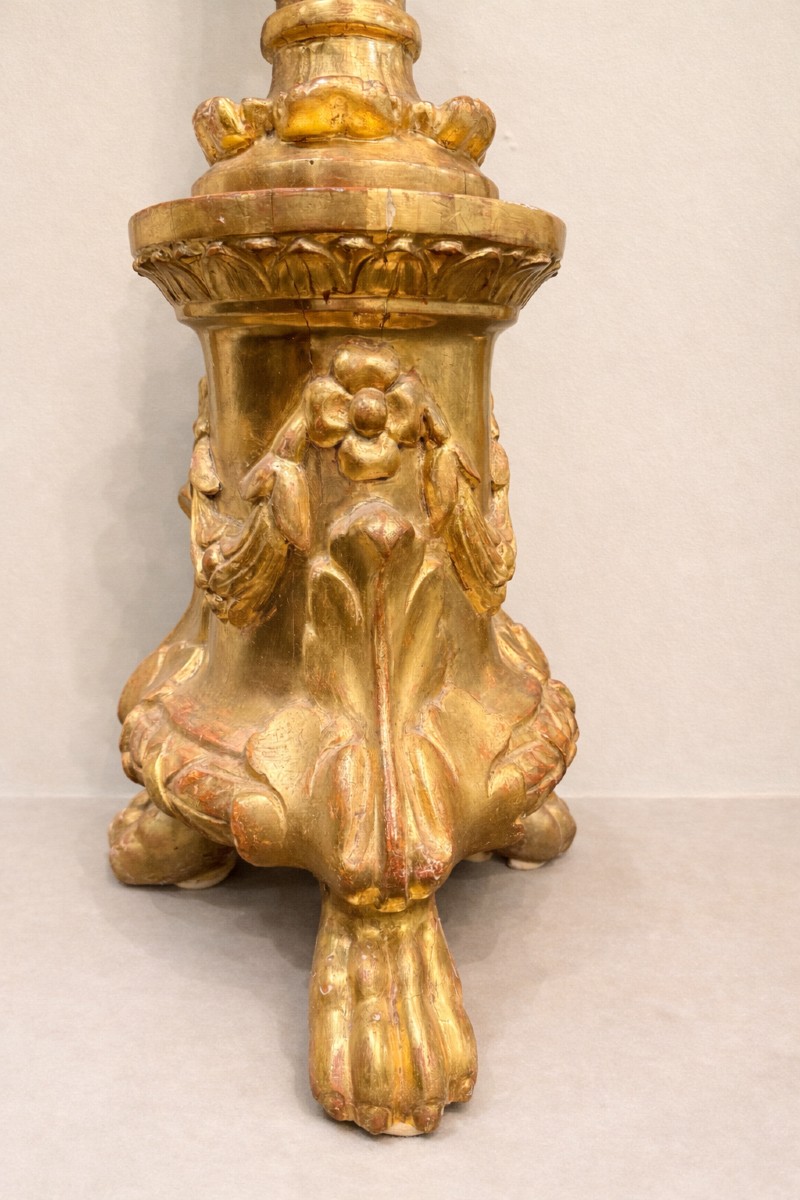 Coppia candelieri in legno dorato - metà del XIX secolo -photo-1