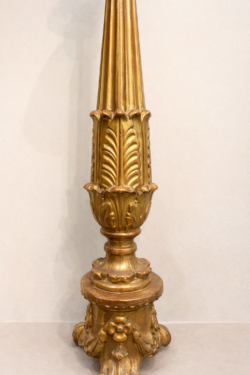 Coppia candelieri in legno dorato - metà del XIX secolo -photo-4