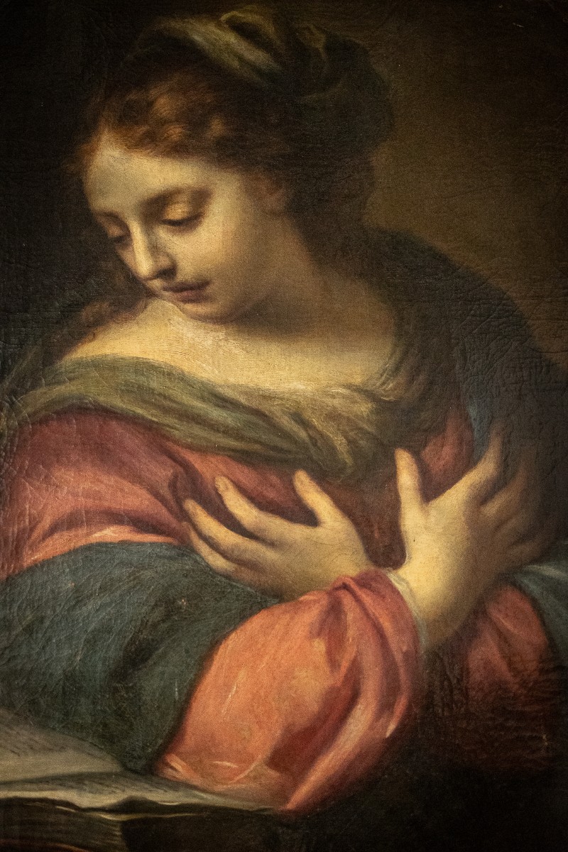 Francesco Botti ( 1640 - 1711) Dipinto raffigurante Madonna che legge - XVII-photo-2