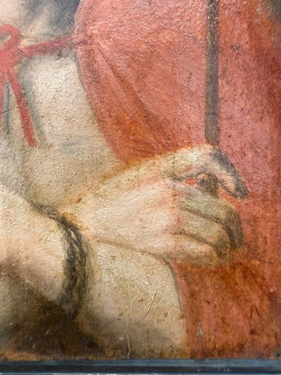 Dipinto olio su tavoletta raffigurante l'Ecce Homo - Italia inizio XVIII secolo-photo-2