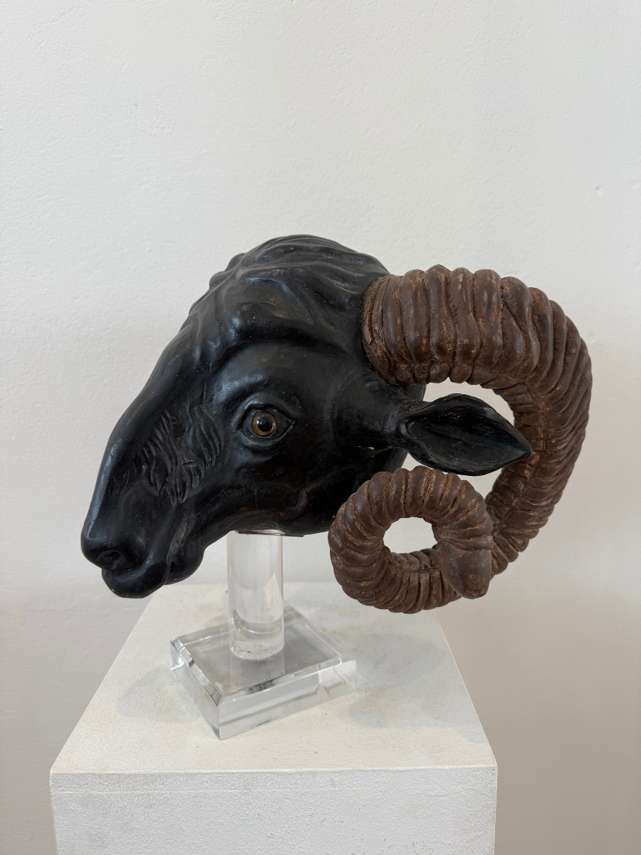 Testa di ariete in legno - Nord Europa XIX secolo-photo-3