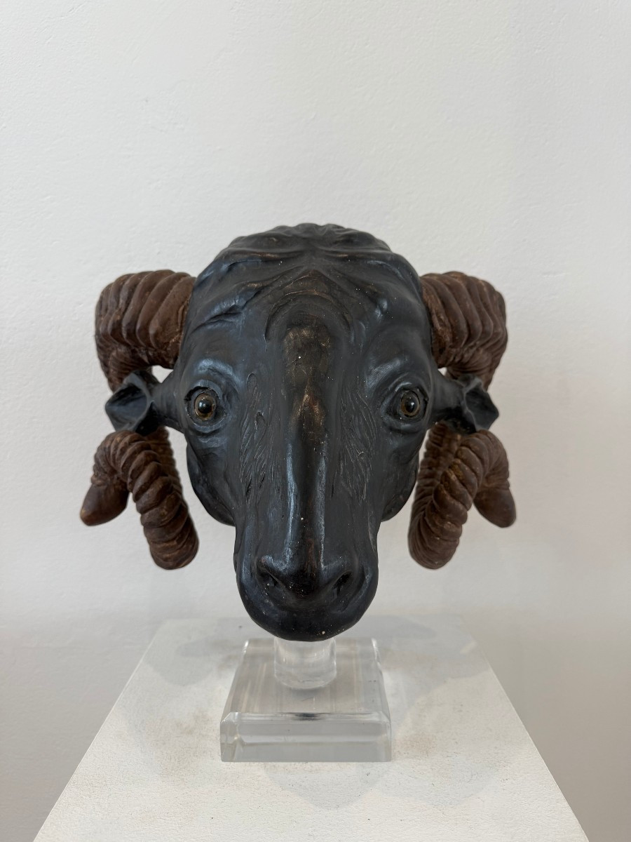 Testa di ariete in legno - Nord Europa XIX secolo-photo-4