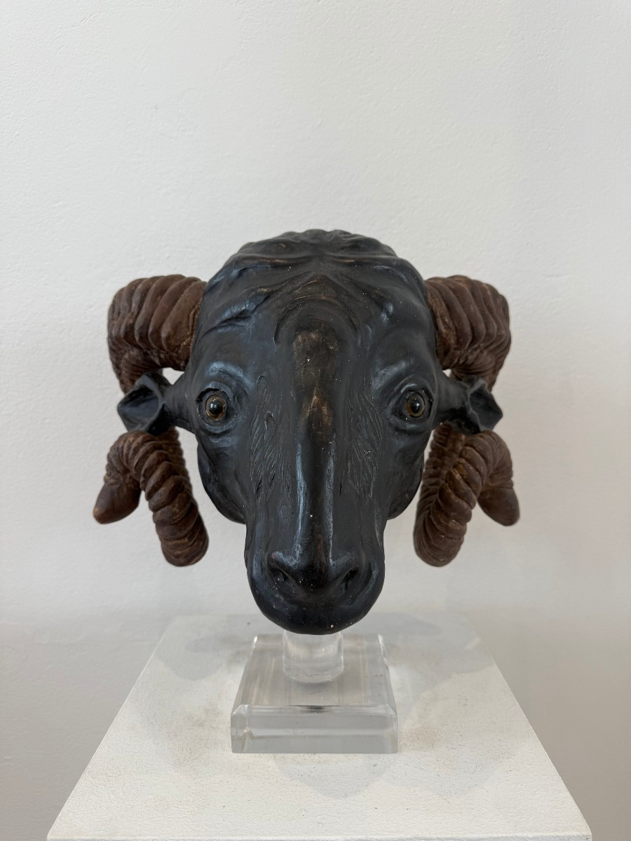 Testa di ariete in legno - Nord Europa XIX secolo-photo-1