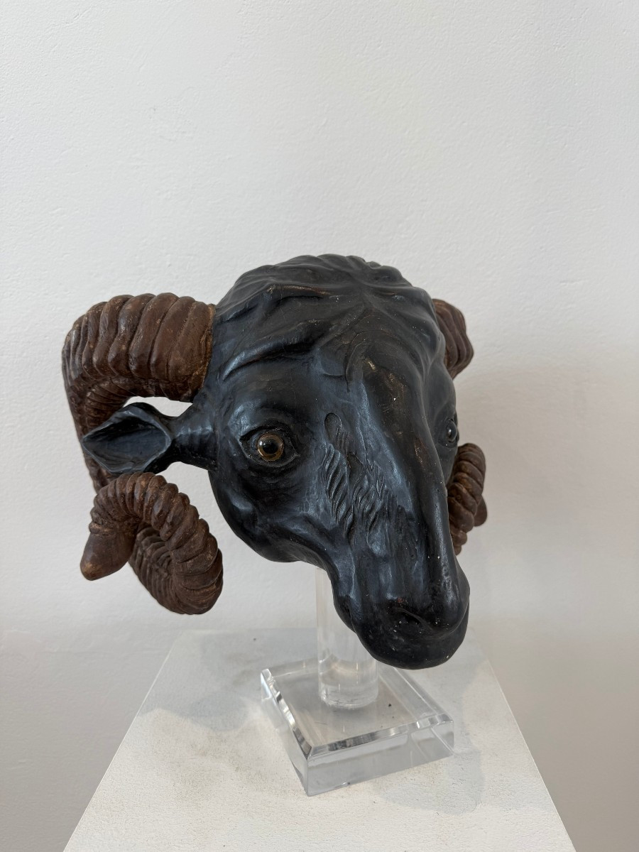 Testa di ariete in legno - Nord Europa XIX secolo-photo-5