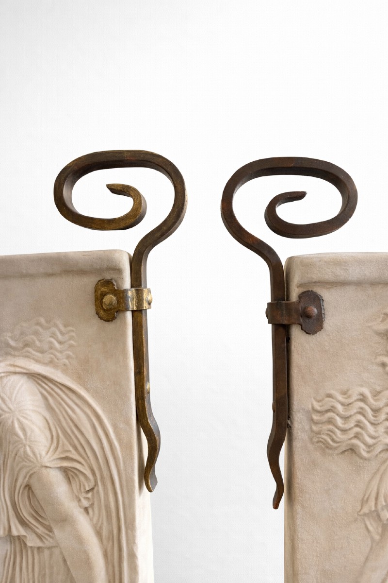 Coppia di pannelli decorativi in resina e polvere di marmo Italia - inizio XX secolo -photo-4