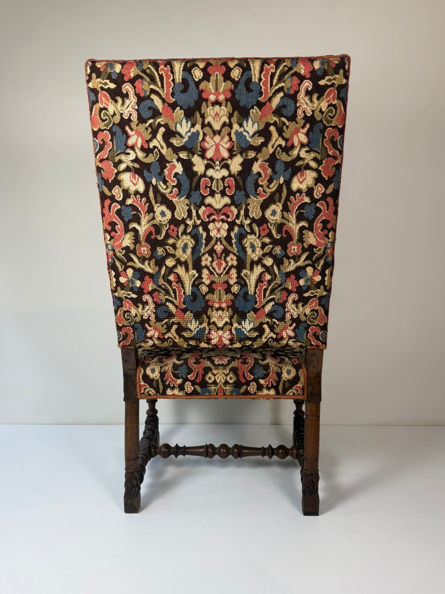 Poltrona in legno di noce intagliato - XVII secolo, Lombardia -photo-7