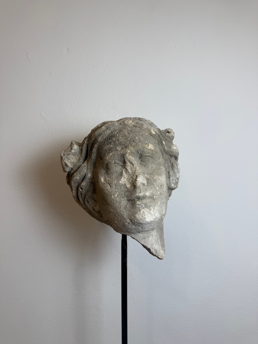 Scultura in pietra raffigurante volto di donna.XVII secolo-photo-3