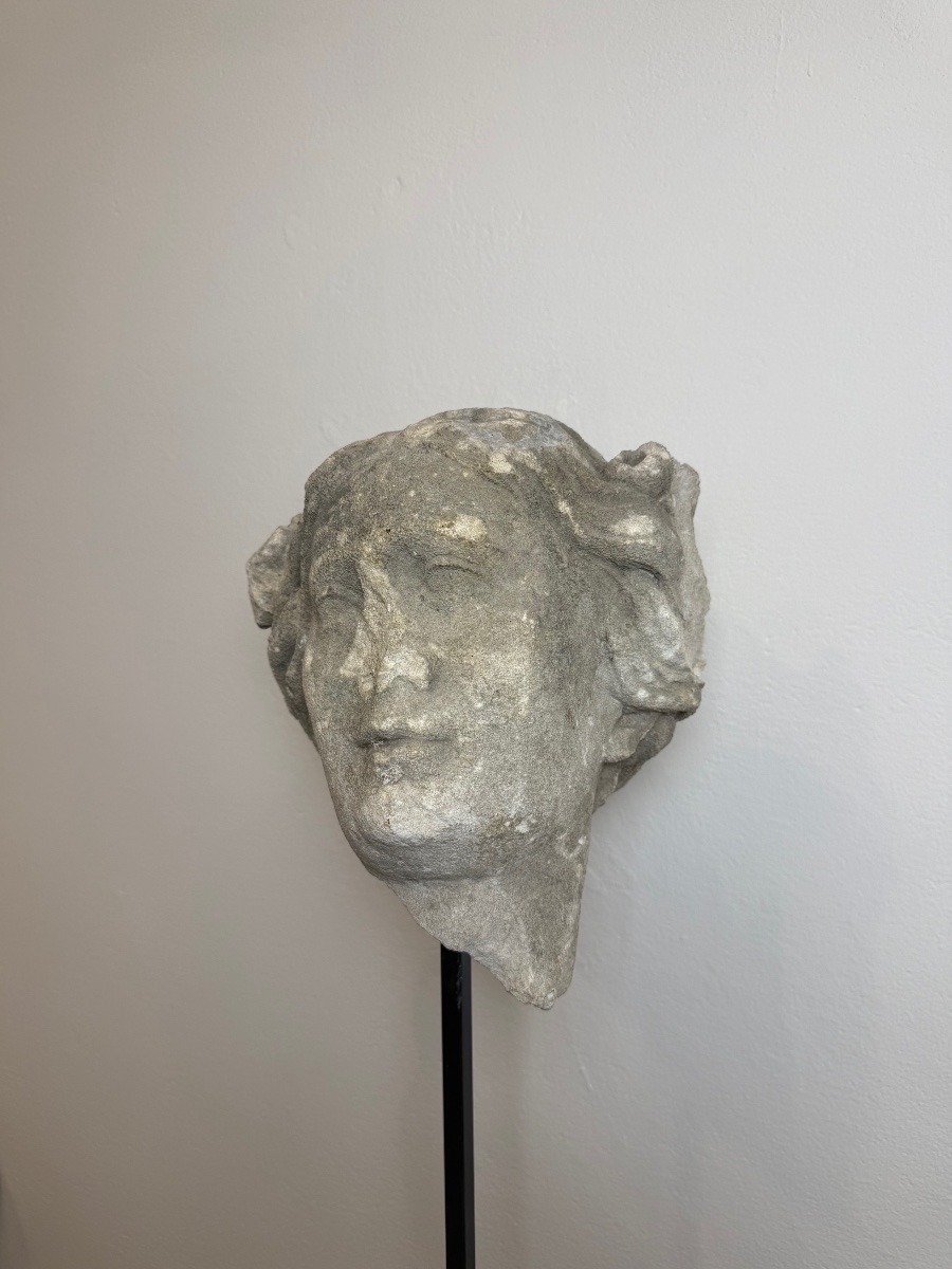 Scultura in pietra raffigurante volto di donna.XVII secolo-photo-2