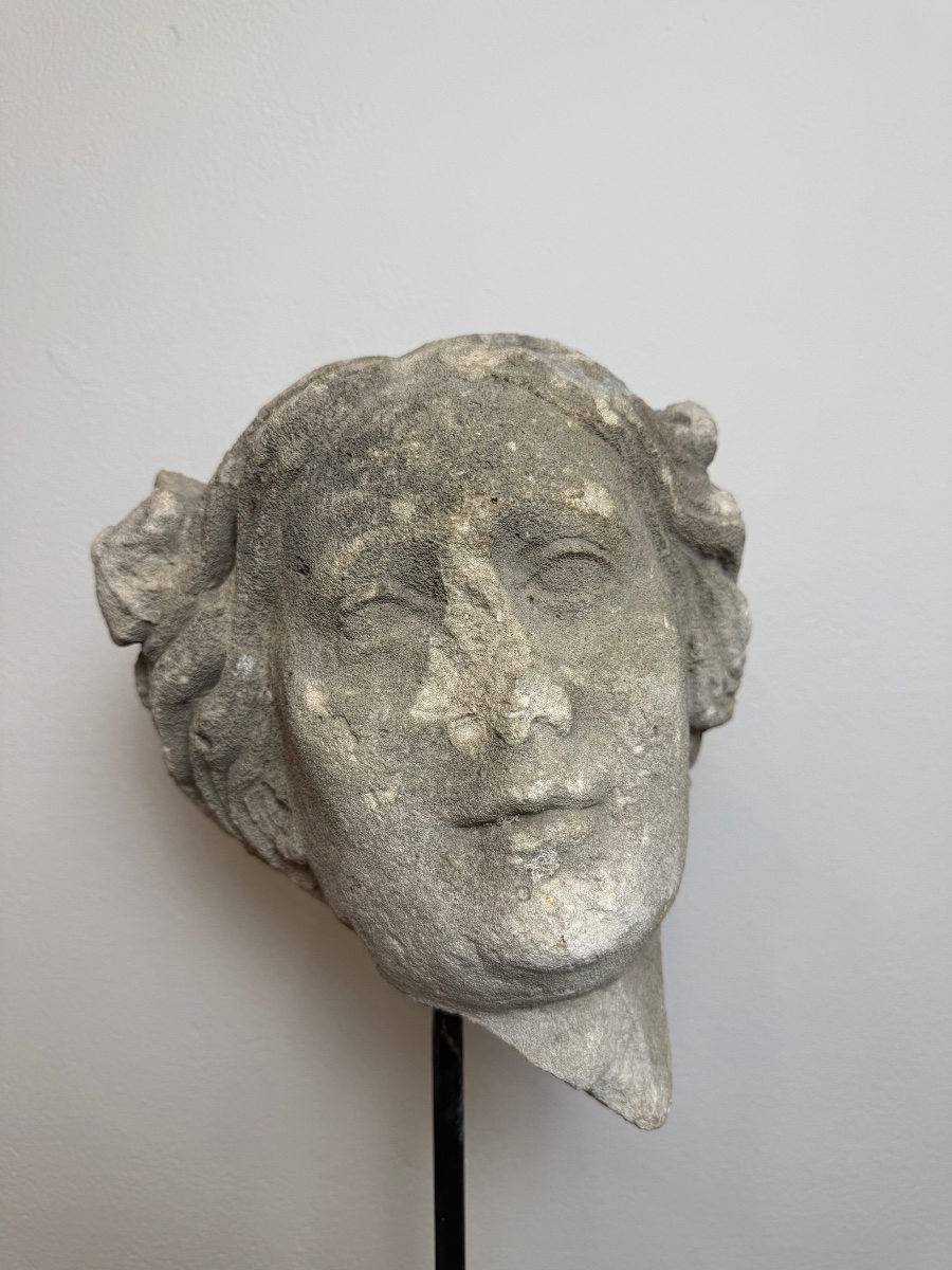 Scultura in pietra raffigurante volto di donna.XVII secolo-photo-4