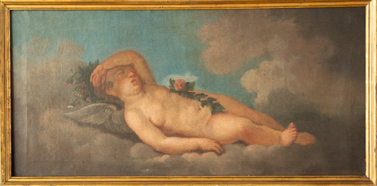 Coppia di dipinti raffiguranti putti - seconda metà XVIII secolo. Scuola veneta -photo-2