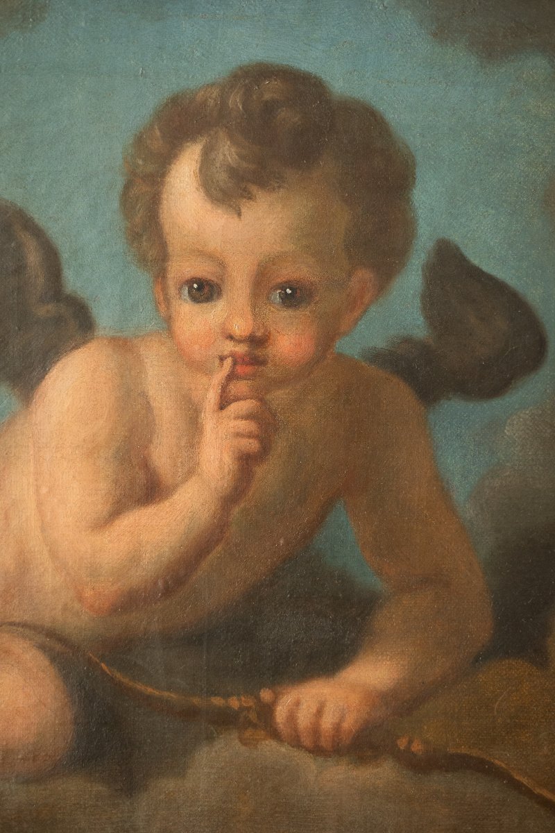 Coppia di dipinti raffiguranti putti - seconda metà XVIII secolo. Scuola veneta -photo-5
