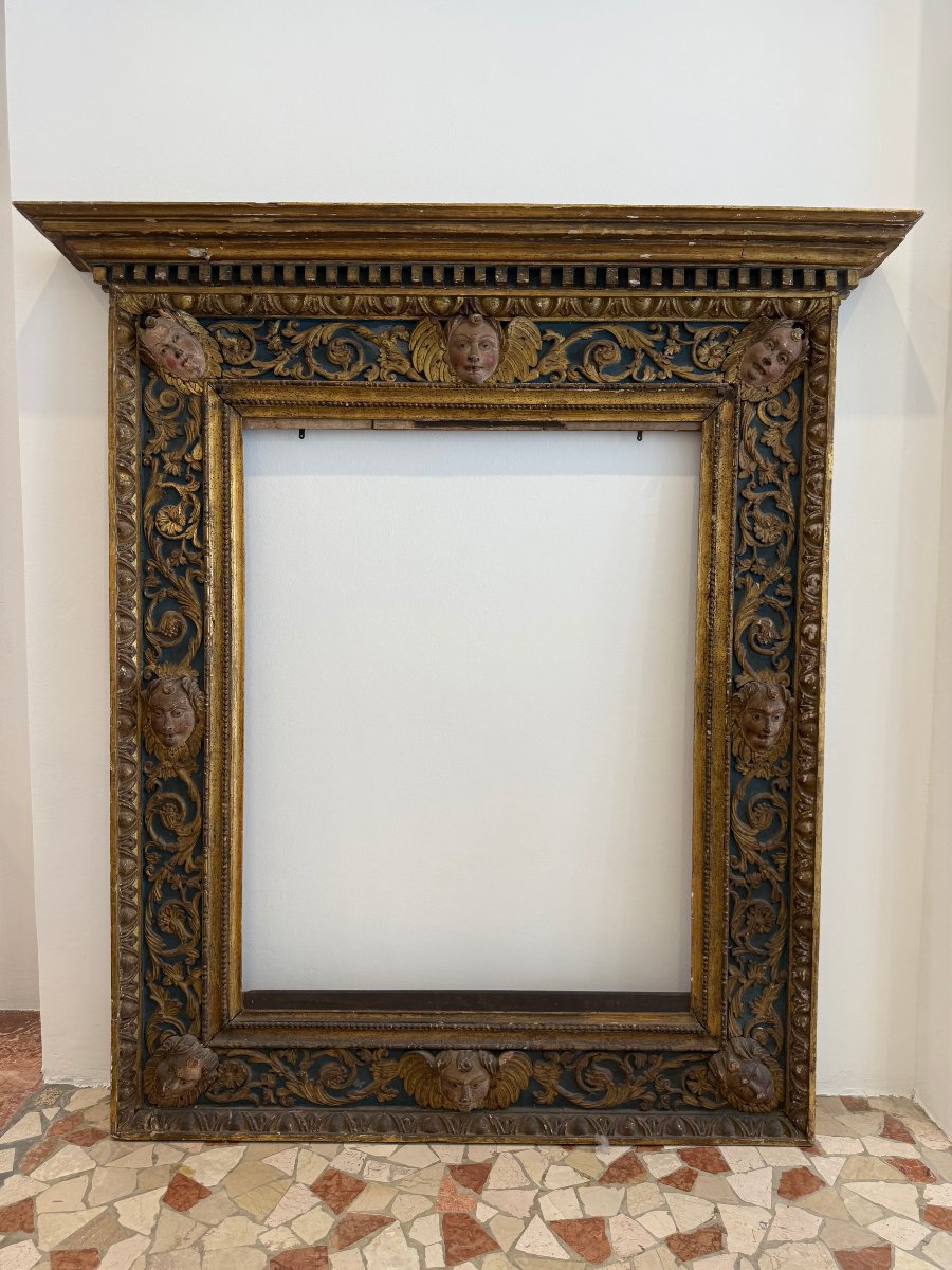 Cornice lombarda in legno laccato e dorato - inizio XVI secolo-photo-2