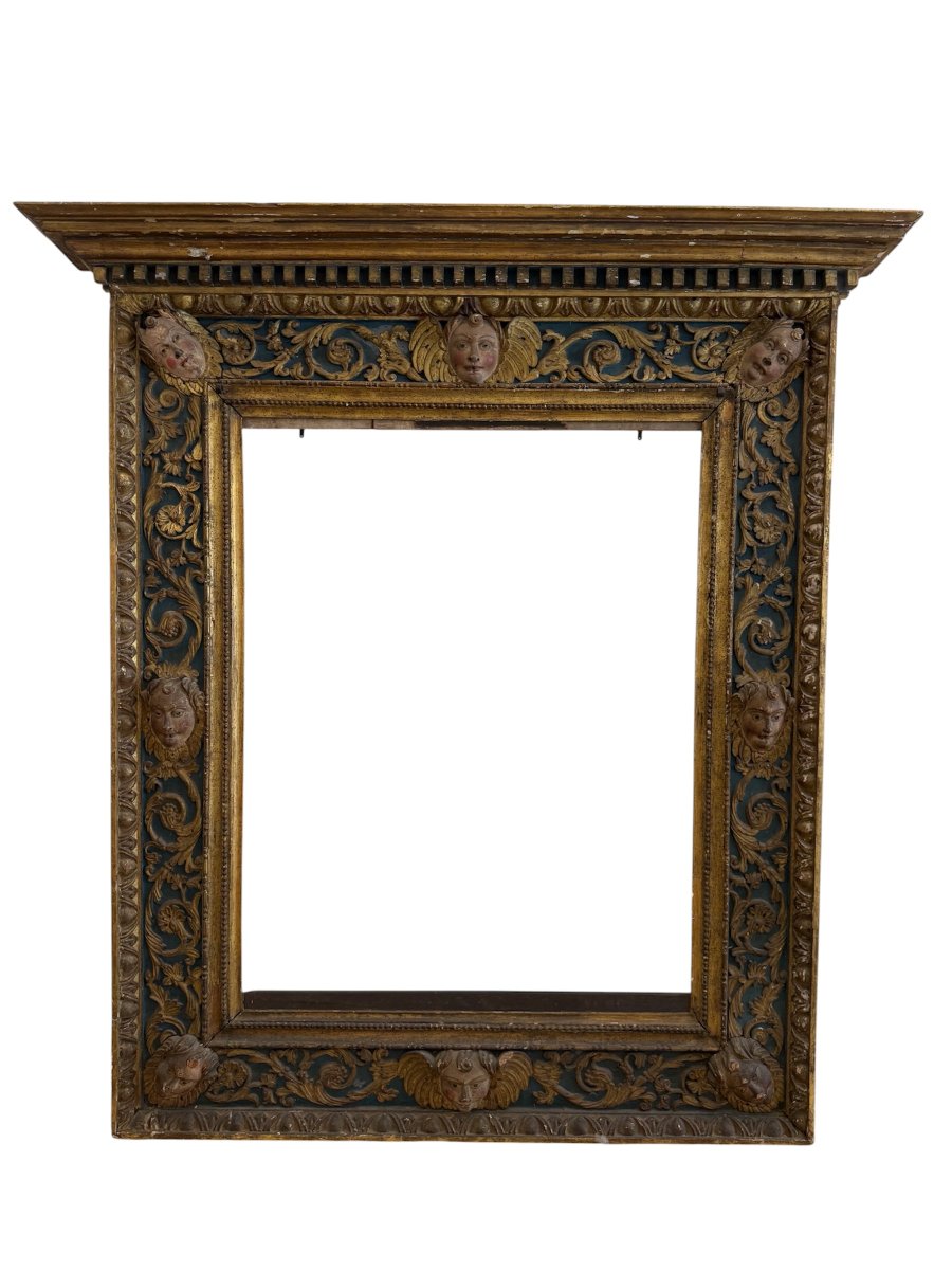 Cornice lombarda in legno laccato e dorato - inizio XVI secolo