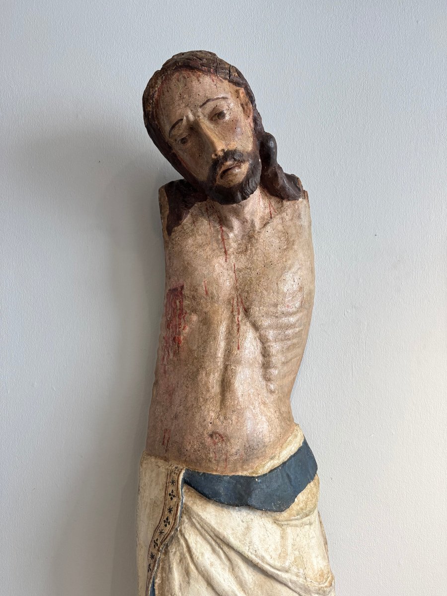 Scultura lignea policroma raffigurante Cristo - inizio XIV secolo. Toscana -photo-3