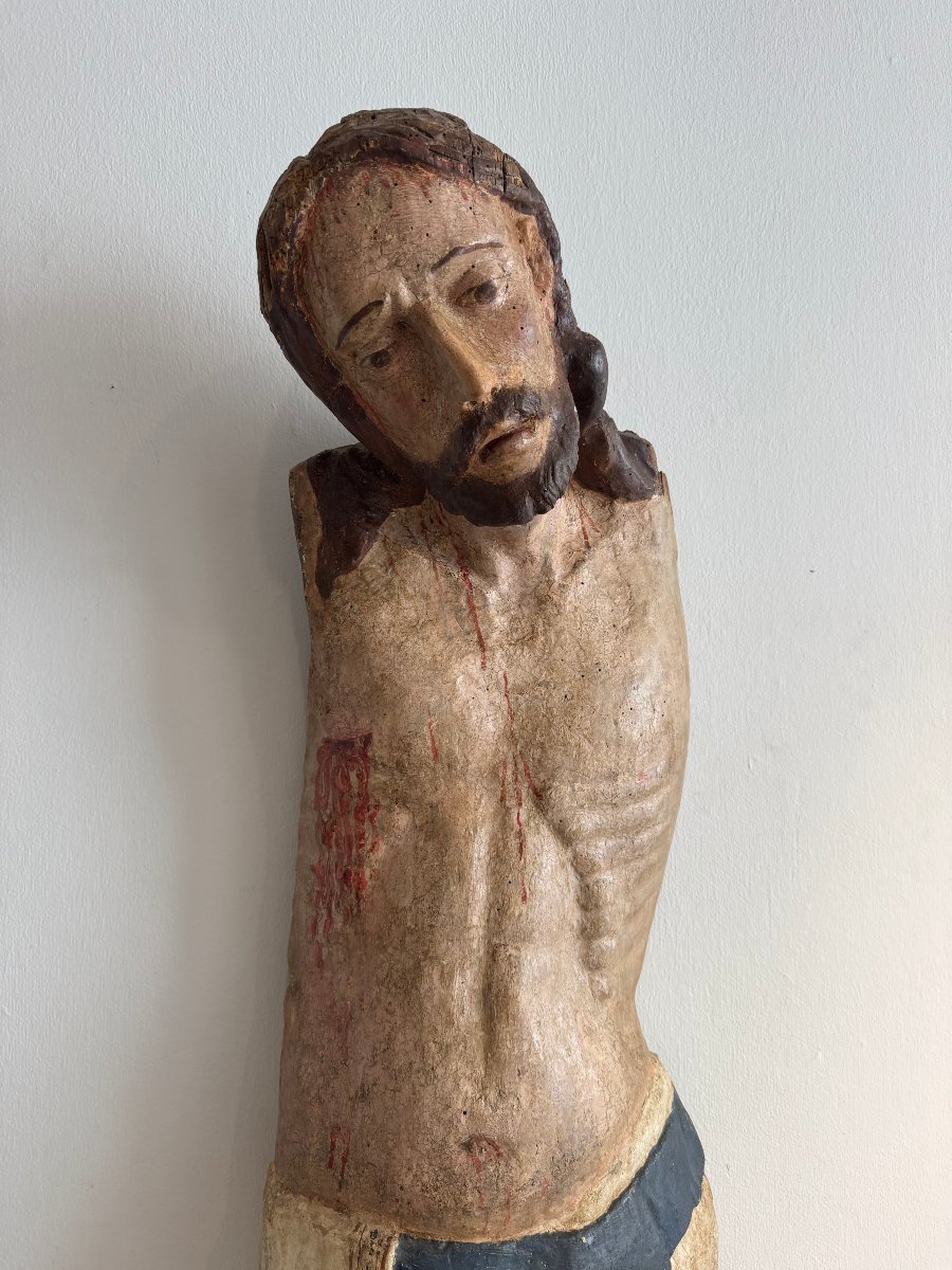 Scultura lignea policroma raffigurante Cristo - inizio XIV secolo. Toscana -photo-4