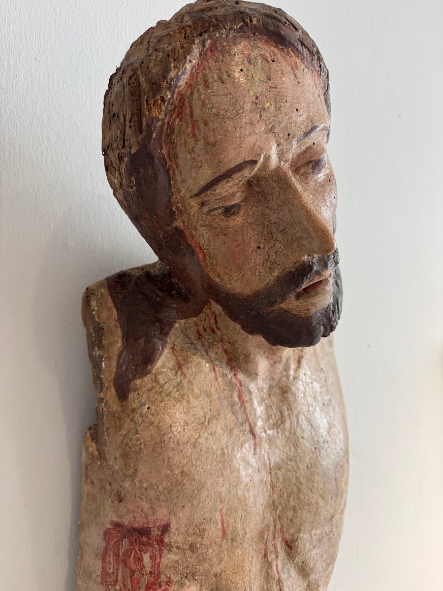 Scultura lignea policroma raffigurante Cristo - inizio XIV secolo. Toscana -photo-1