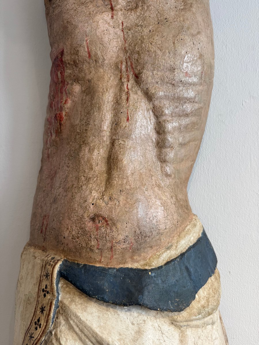 Scultura lignea policroma raffigurante Cristo - inizio XIV secolo. Toscana -photo-2