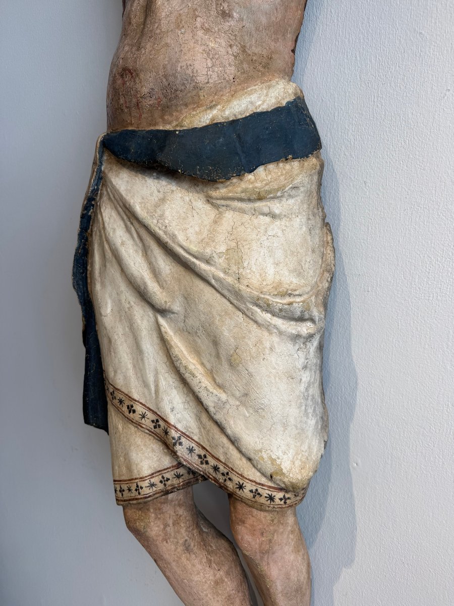 Scultura lignea policroma raffigurante Cristo - inizio XIV secolo. Toscana -photo-4