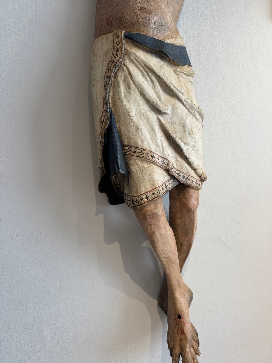 Scultura lignea policroma raffigurante Cristo - inizio XIV secolo. Toscana -photo-6
