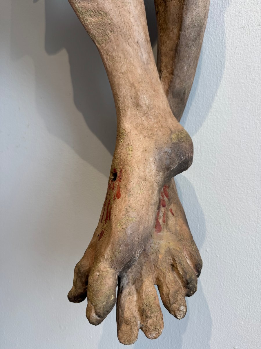 Scultura lignea policroma raffigurante Cristo - inizio XIV secolo. Toscana -photo-7
