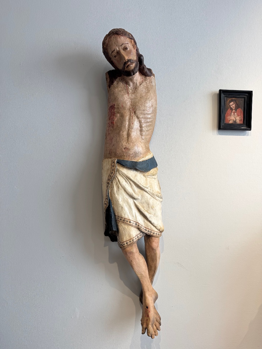 Scultura lignea policroma raffigurante Cristo - inizio XIV secolo. Toscana 