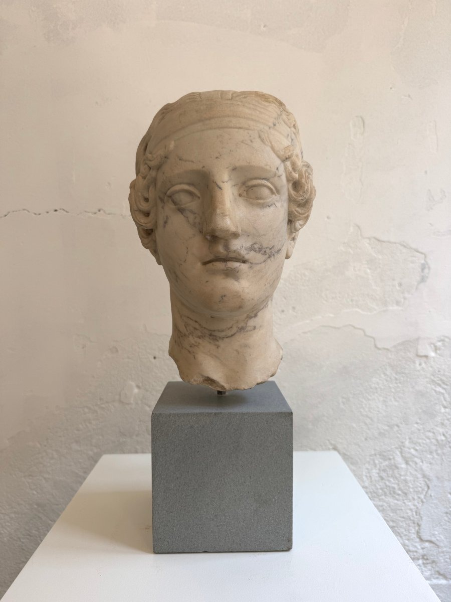 Scultura in marmo raffigurante testa di giovane donna - seconda metà XIX secolo-photo-3
