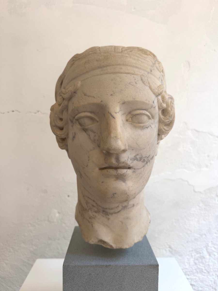 Scultura in marmo raffigurante testa di giovane donna - seconda metà XIX secolo-photo-4